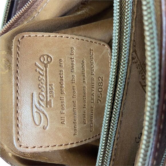 Fossil Crossbody Handbag Purse Vintage Distressed Brown Leather Adjustable Strap - Picture 6 of 16
